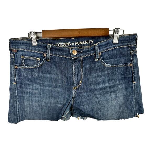 Citizens of Humanity Womens Cutoff Raw Hem Denim Jean Booty Shorts Size 31 - Picture 1 of 11